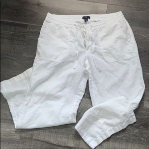 GAP white linen drawsting pants